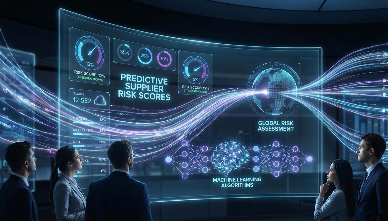 AI-powered predictive analytics system forecasting supplier bankruptcy risk with machine learning