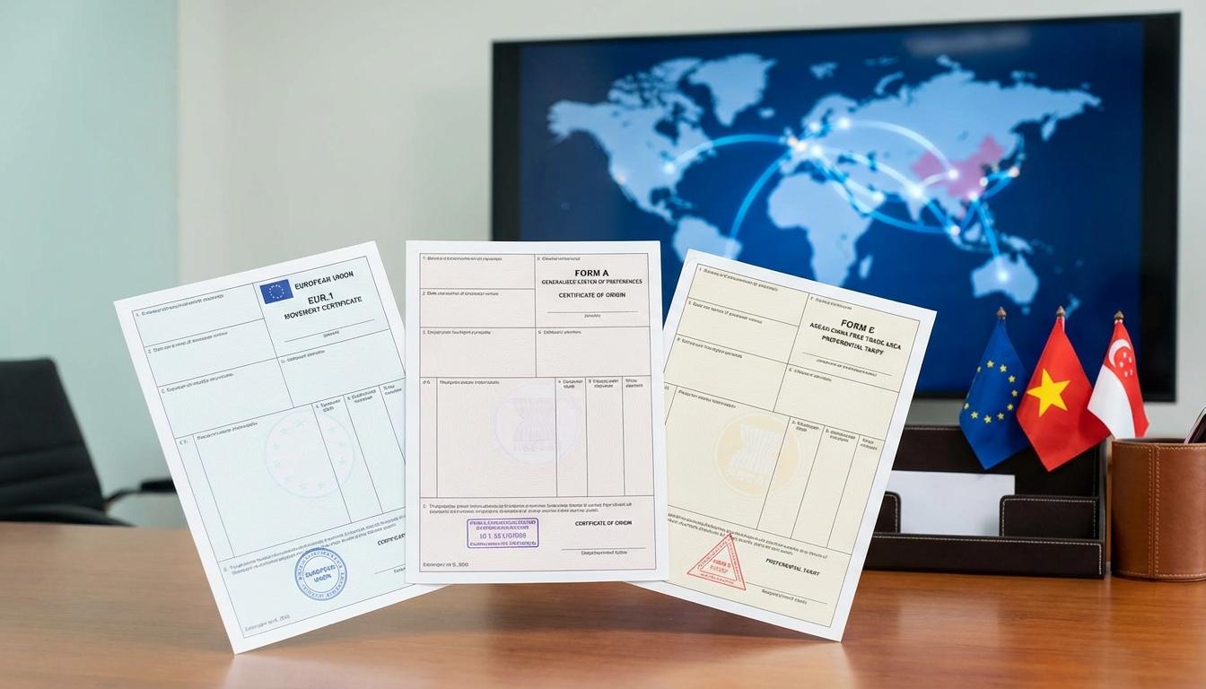 EUR1 Form A and Form E preferential certificates of origin for international trade agreements