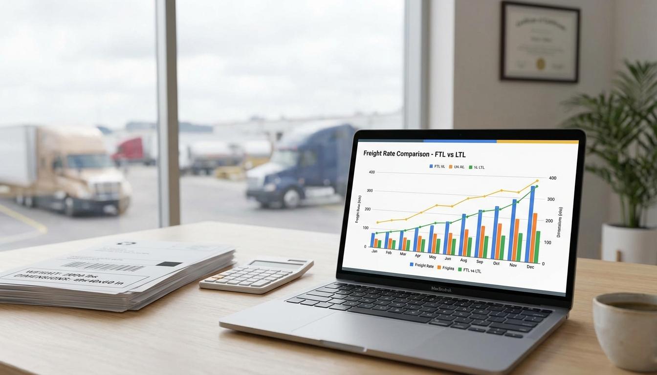 Freight shipping cost comparison showing FTL per mile rates versus LTL per pound pricing
