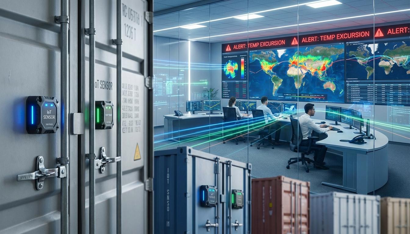 IoT temperature sensors and real-time monitoring dashboard for cold chain logistics tracking