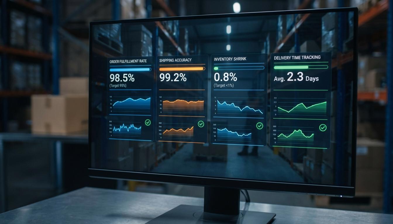 Digital dashboard displaying 3PL service level agreement KPIs and performance metrics