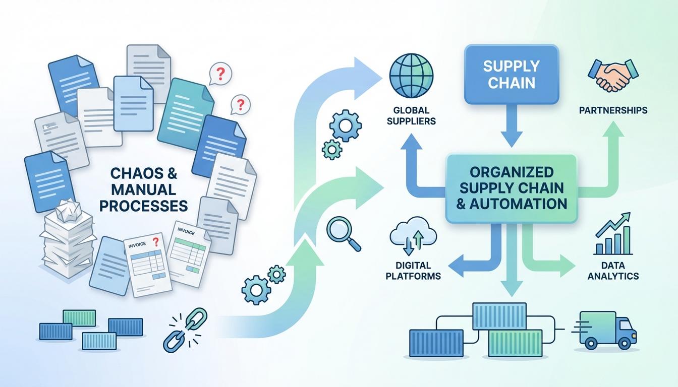 Strategic sourcing process flowchart showing procurement transformation from transactional buying to value creation