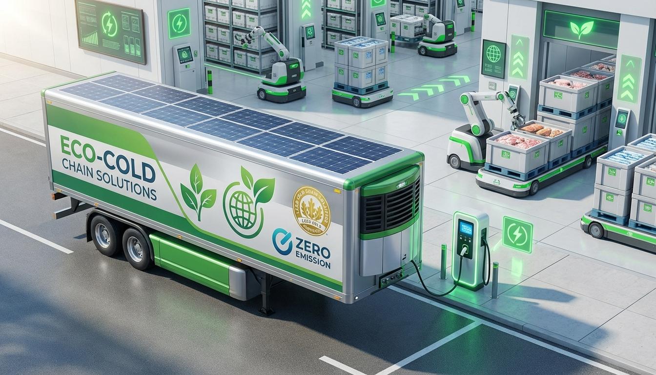 Sustainable cold chain solutions featuring solar-powered refrigerated trailer and eco-friendly logistics