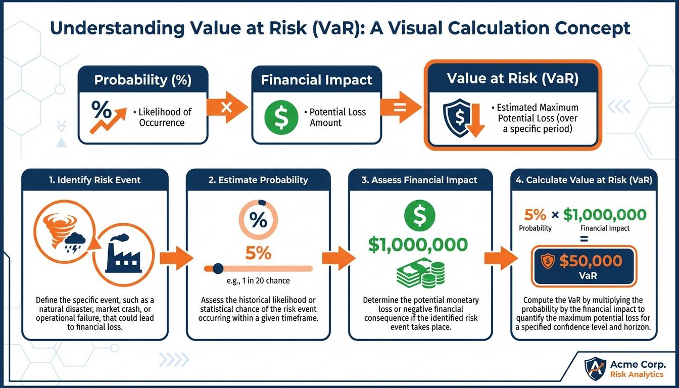 Value at Risk VaR calculation formula for supply chain natural disaster risk assessment