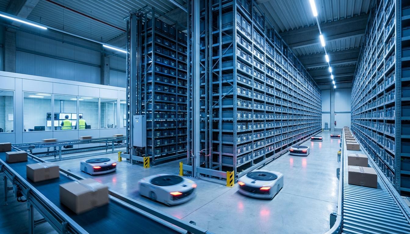 Automated warehouse robots and conveyor systems optimizing energy-efficient operations